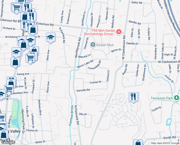 map of restaurants, bars, coffee shops, grocery stores, and more near 17 Hazel Ct in Spring Valley