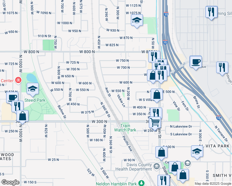 map of restaurants, bars, coffee shops, grocery stores, and more near 522 Vickie Lane in Clearfield