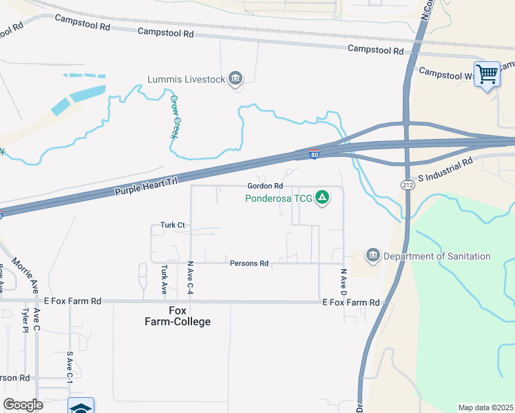 map of restaurants, bars, coffee shops, grocery stores, and more near 2005 Gordon Road in Cheyenne