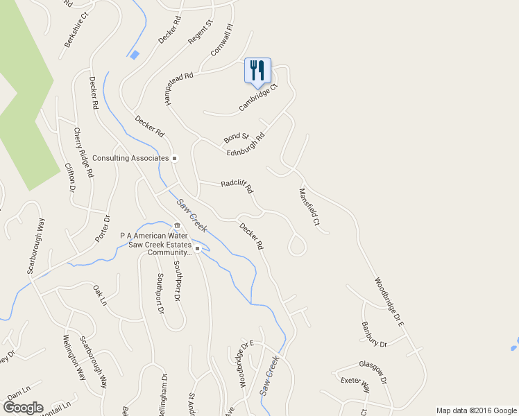 map of restaurants, bars, coffee shops, grocery stores, and more near Radcliff Road in Pike County