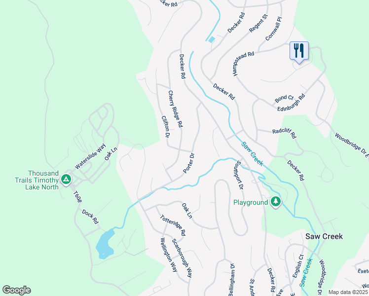 map of restaurants, bars, coffee shops, grocery stores, and more near 106 Clifton Drive in East Stroudsburg