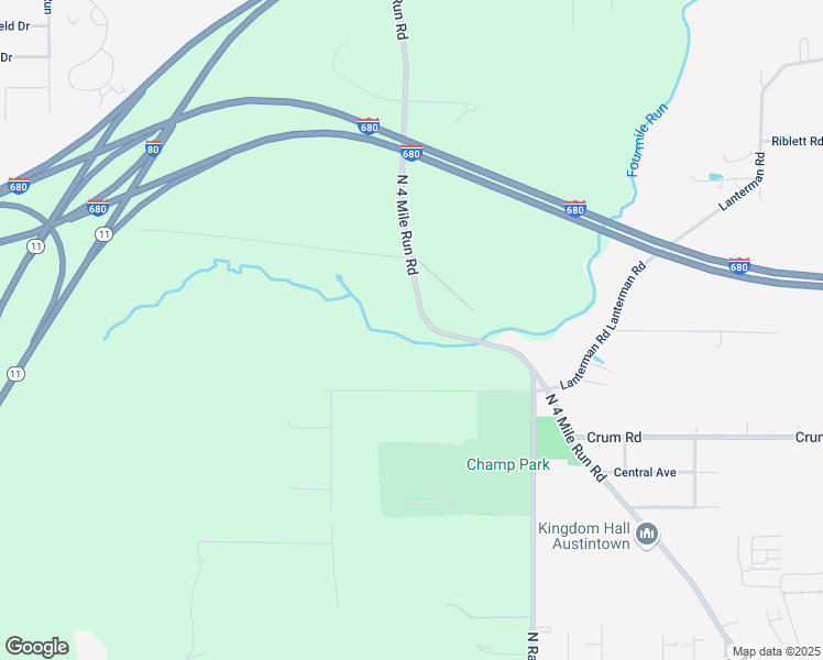 map of restaurants, bars, coffee shops, grocery stores, and more near 900 North 4 Mile Run Road in Youngstown