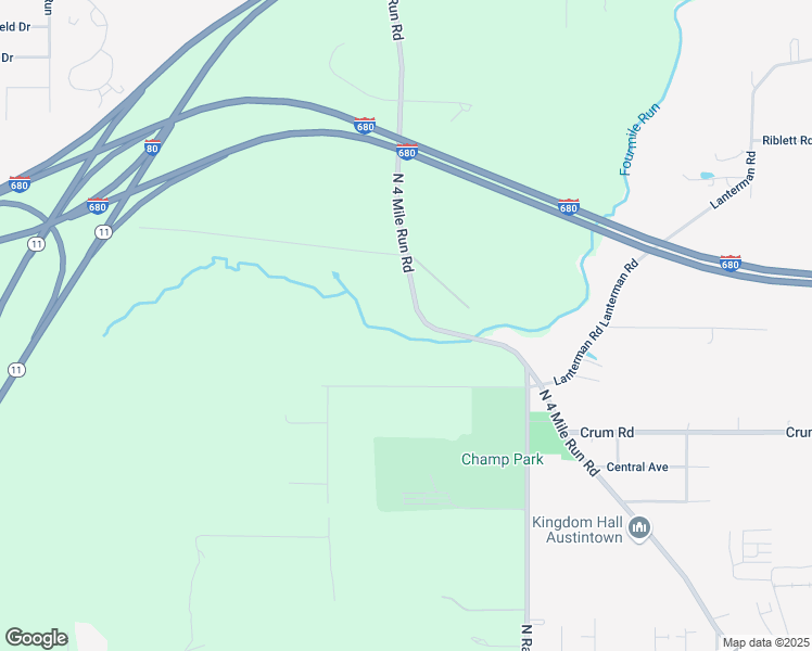 map of restaurants, bars, coffee shops, grocery stores, and more near 900 North 4 Mile Run Road in Youngstown