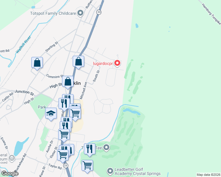 map of restaurants, bars, coffee shops, grocery stores, and more near 21 High Point Cir in Franklin