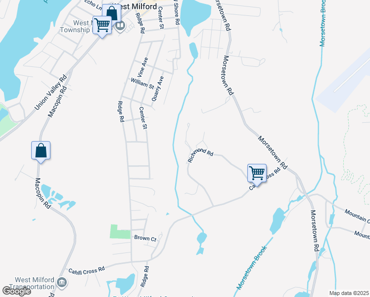map of restaurants, bars, coffee shops, grocery stores, and more near 5313 Richmond Road in West Milford