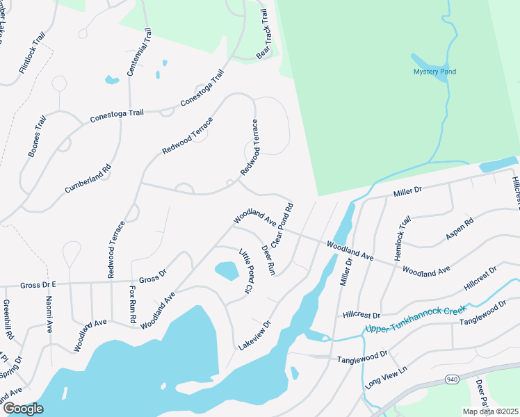map of restaurants, bars, coffee shops, grocery stores, and more near 5455 Woodland Avenue in Pocono Pines