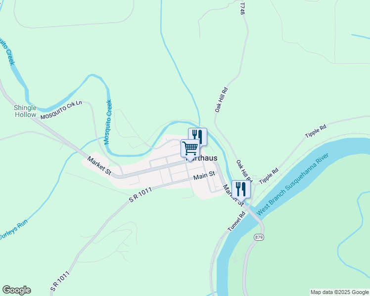 map of restaurants, bars, coffee shops, grocery stores, and more near 205 Potter Street in Karthaus