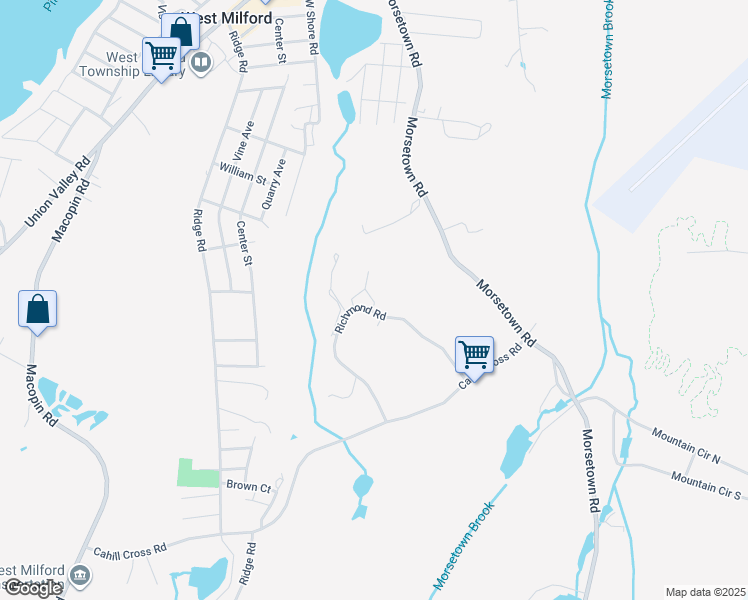 map of restaurants, bars, coffee shops, grocery stores, and more near 6215 Richmond Road in West Milford