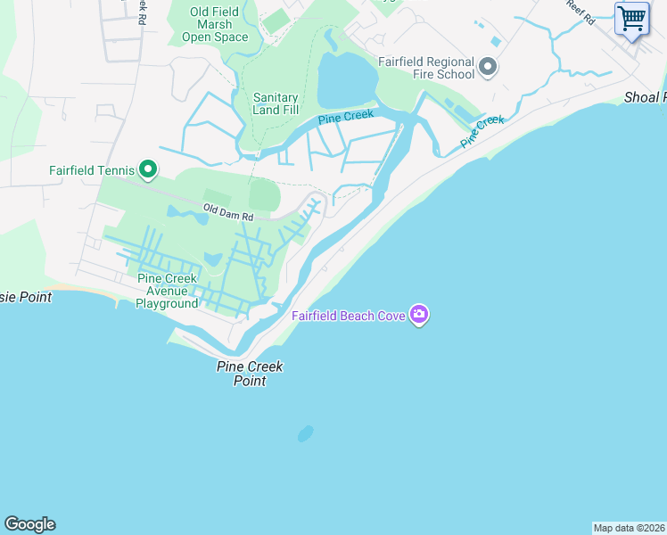 map of restaurants, bars, coffee shops, grocery stores, and more near 1840 Fairfield Beach Road in Fairfield