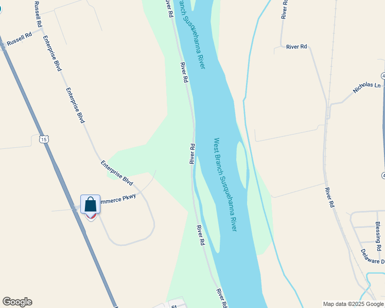 map of restaurants, bars, coffee shops, grocery stores, and more near River Road in Allenwood