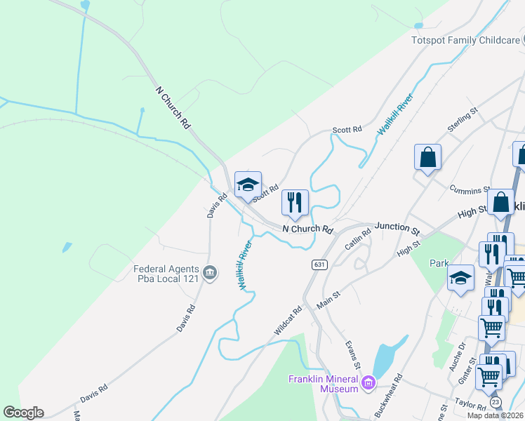 map of restaurants, bars, coffee shops, grocery stores, and more near 8 Scott Road in Franklin