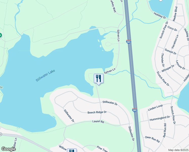 map of restaurants, bars, coffee shops, grocery stores, and more near 118 Blue Heron Court in Pocono Summit