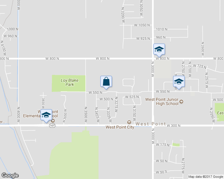 map of restaurants, bars, coffee shops, grocery stores, and more near 3308 West 550 North in West Point