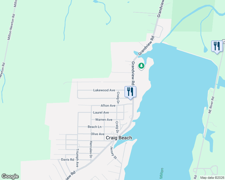 map of restaurants, bars, coffee shops, grocery stores, and more near 17488 Lakewood Avenue in Lake Milton
