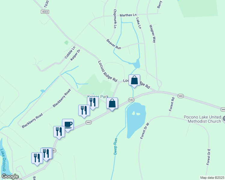map of restaurants, bars, coffee shops, grocery stores, and more near 139 Spur Road in Monroe County