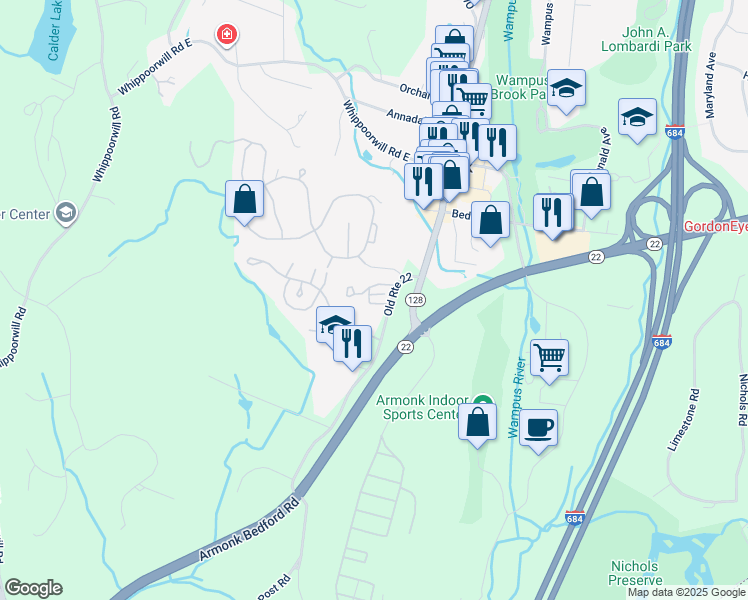 map of restaurants, bars, coffee shops, grocery stores, and more near 99 Cider Mill Circle in Armonk