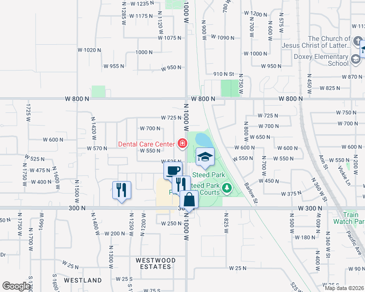 map of restaurants, bars, coffee shops, grocery stores, and more near 607 North 1000 West in Clearfield