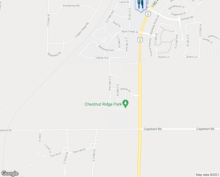 map of restaurants, bars, coffee shops, grocery stores, and more near 21898 Jansen Drive in Gretna