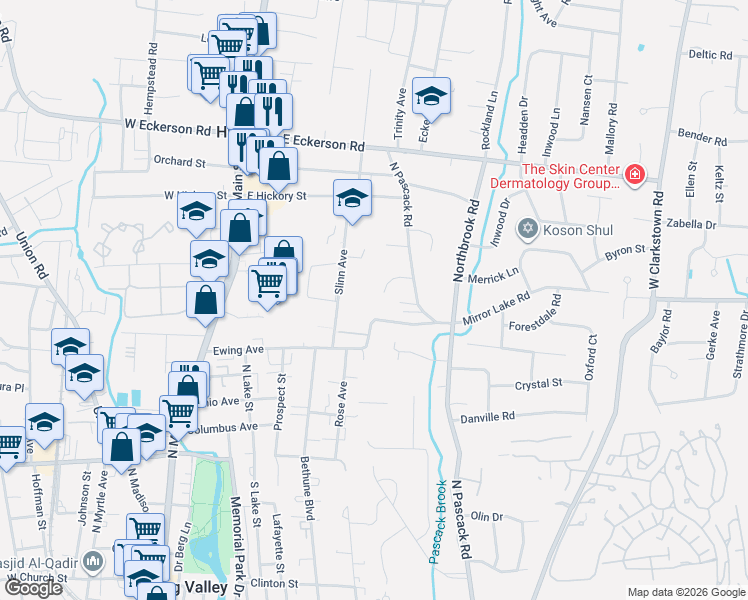 map of restaurants, bars, coffee shops, grocery stores, and more near 34 Sinclair Court in Spring Valley