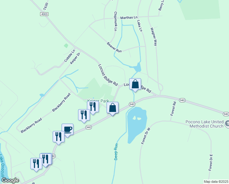 map of restaurants, bars, coffee shops, grocery stores, and more near 143 Spur Road in Monroe County