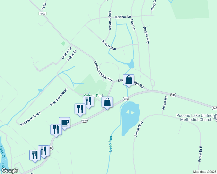 map of restaurants, bars, coffee shops, grocery stores, and more near 143 Spur Road in Monroe County
