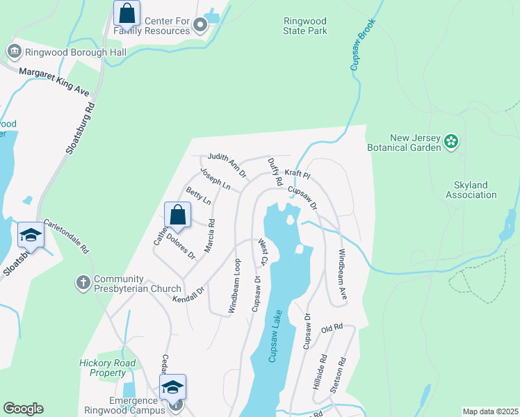map of restaurants, bars, coffee shops, grocery stores, and more near 251 Cupsaw Drive in Ringwood