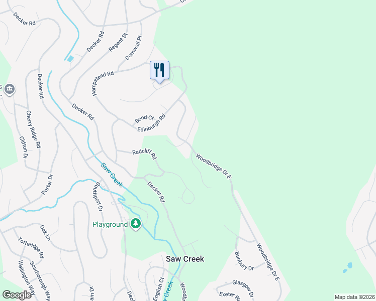 map of restaurants, bars, coffee shops, grocery stores, and more near 5058 Woodbridge Drive East in Bushkill