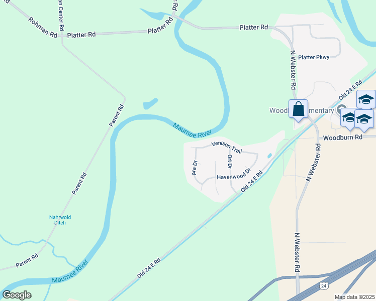 map of restaurants, bars, coffee shops, grocery stores, and more near 16032 Venison Trail in Woodburn