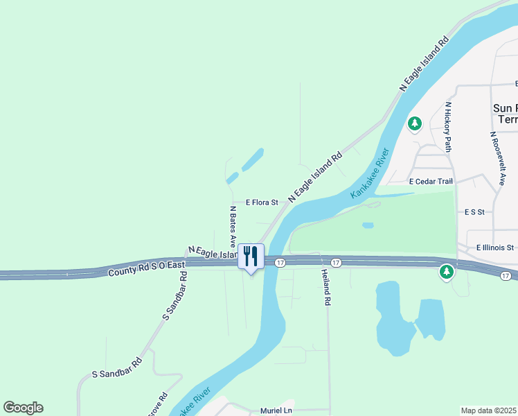 map of restaurants, bars, coffee shops, grocery stores, and more near 6362 East Flora Street in Kankakee