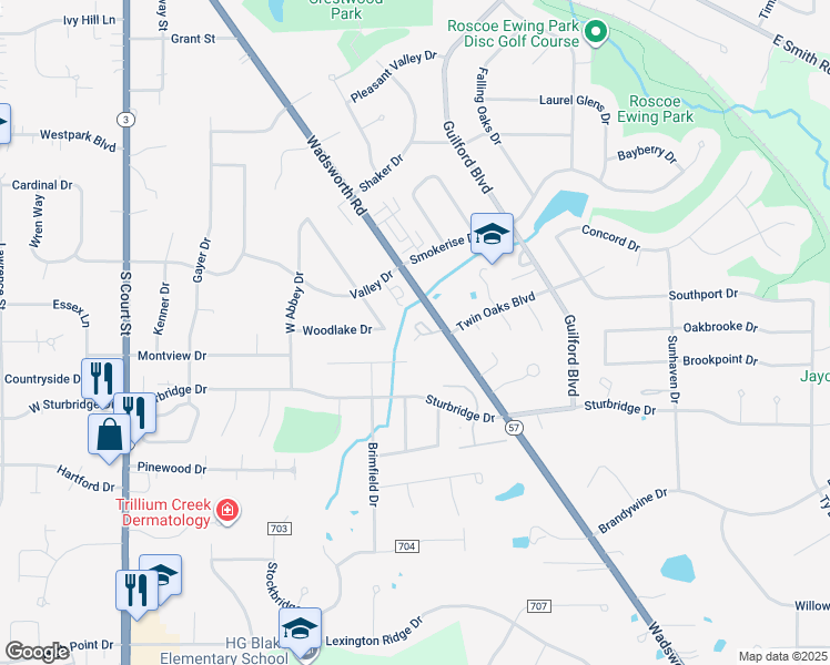 map of restaurants, bars, coffee shops, grocery stores, and more near 990 Wimbleton Drive in Medina