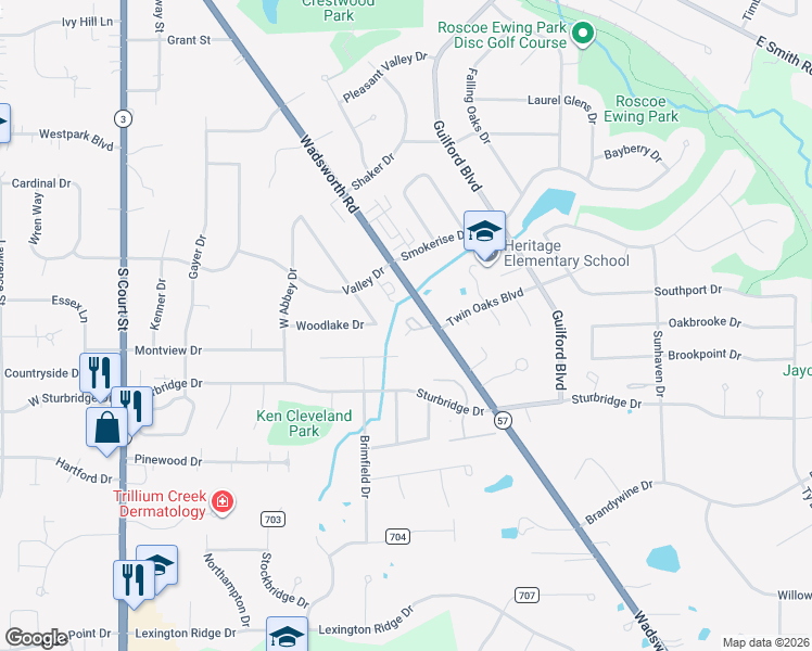 map of restaurants, bars, coffee shops, grocery stores, and more near 990 Wimbleton Drive in Medina