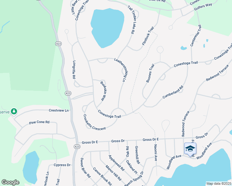 map of restaurants, bars, coffee shops, grocery stores, and more near 47 Leatherstocking Ln in Pocono Pines