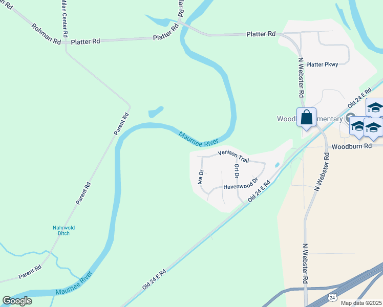 map of restaurants, bars, coffee shops, grocery stores, and more near 16032 Venison Trail in Woodburn