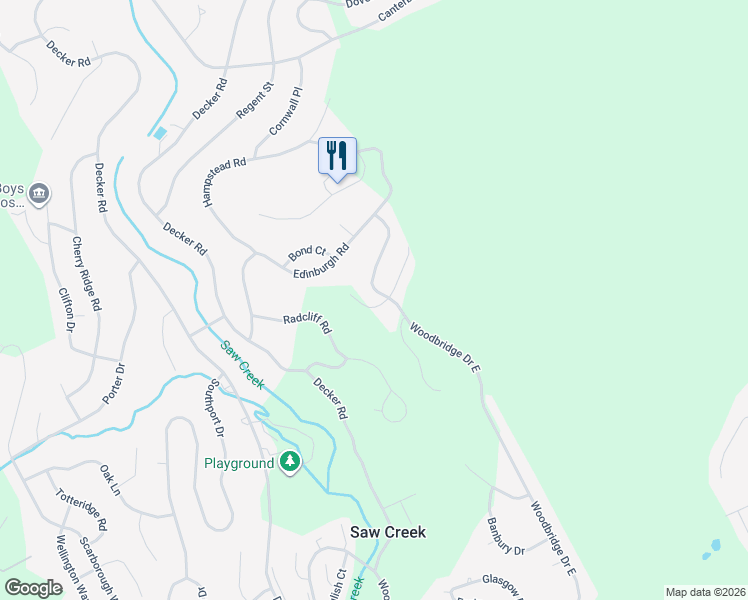 map of restaurants, bars, coffee shops, grocery stores, and more near 5058 Woodbridge Drive East in Pike County