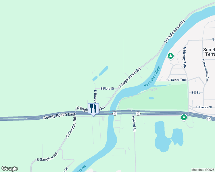 map of restaurants, bars, coffee shops, grocery stores, and more near 6362 East Flora Street in Kankakee