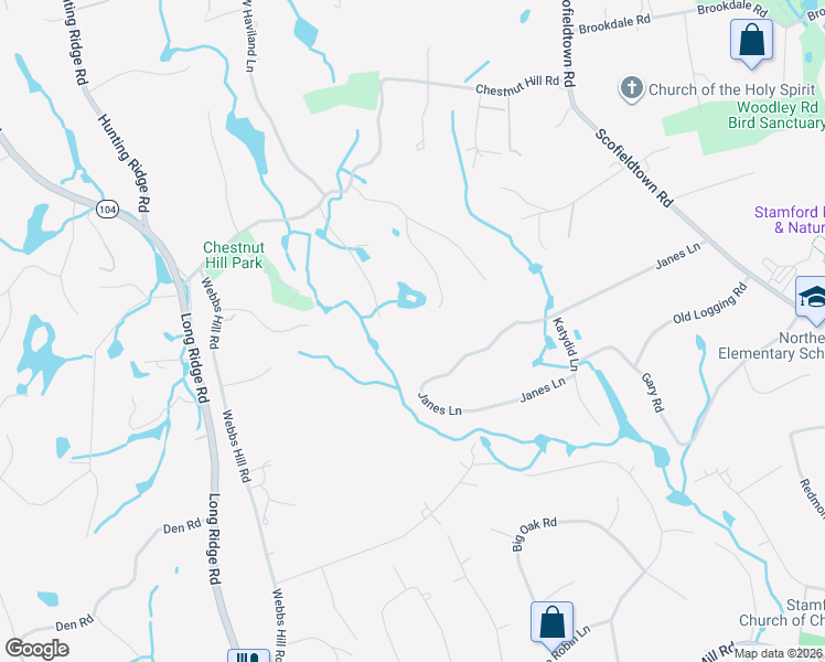map of restaurants, bars, coffee shops, grocery stores, and more near 106 Jordan Lane in Stamford