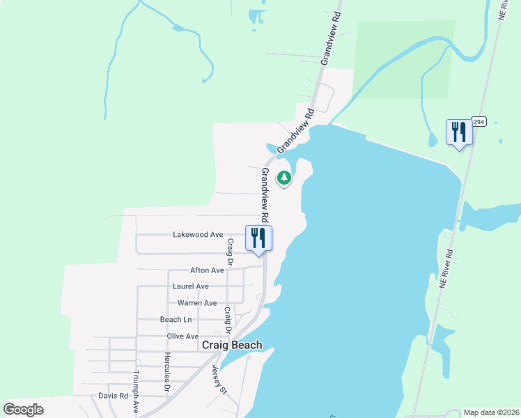 map of restaurants, bars, coffee shops, grocery stores, and more near 2292 Grandview Road in Lake Milton