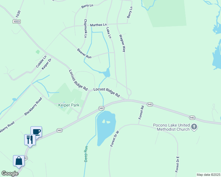 map of restaurants, bars, coffee shops, grocery stores, and more near 189 Spur Road in Monroe County