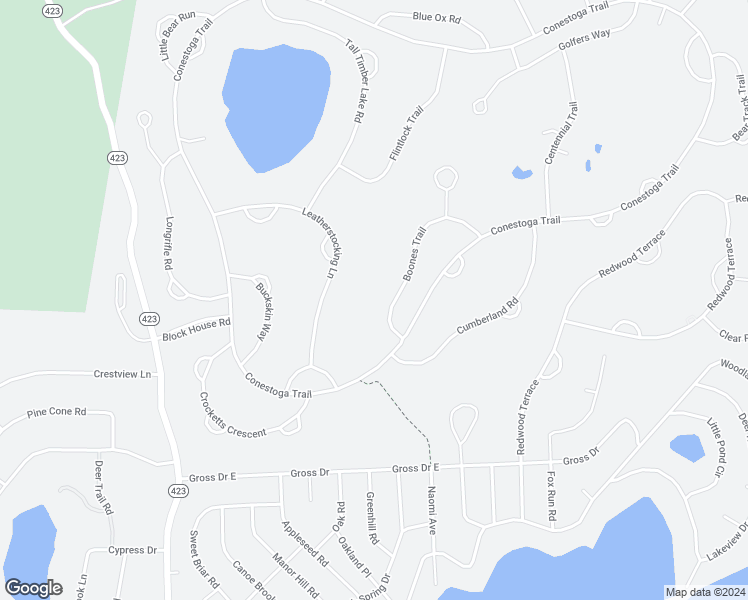 map of restaurants, bars, coffee shops, grocery stores, and more near 6 Boones Trail in Pocono Pines