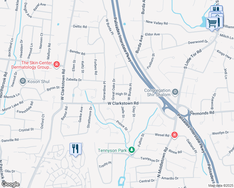 map of restaurants, bars, coffee shops, grocery stores, and more near 28 High Street in New City
