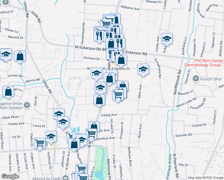 map of restaurants, bars, coffee shops, grocery stores, and more near 236 North Main Street in Spring Valley