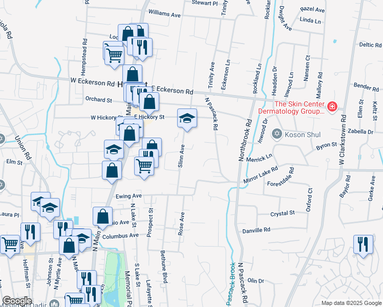map of restaurants, bars, coffee shops, grocery stores, and more near 38 Slinn Avenue in Spring Valley