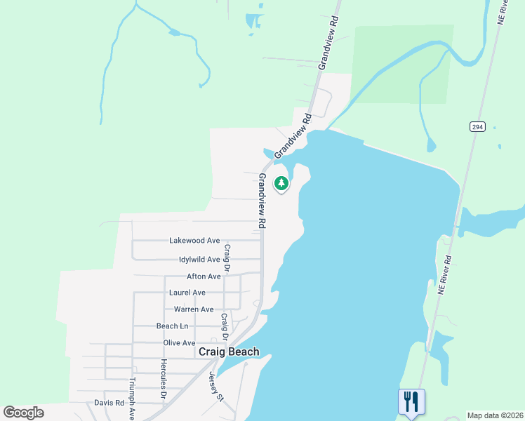 map of restaurants, bars, coffee shops, grocery stores, and more near 2292 Grandview Road in Lake Milton
