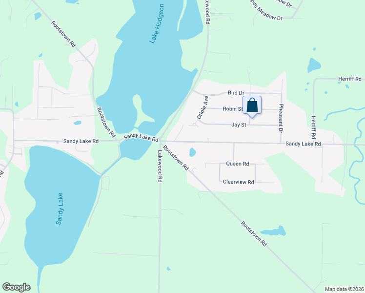 map of restaurants, bars, coffee shops, grocery stores, and more near 2975 Sandy Lake Road in Ravenna