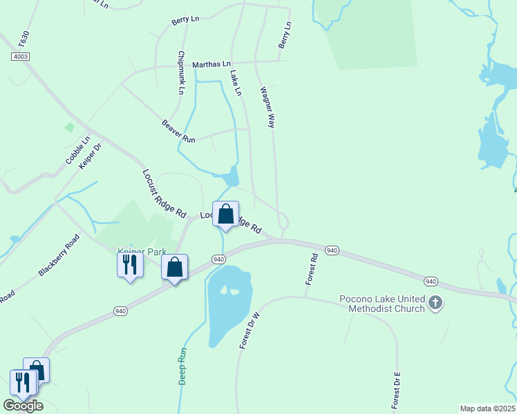 map of restaurants, bars, coffee shops, grocery stores, and more near 1756 Lake Shore Drive in Pocono Lake