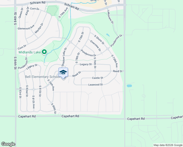 map of restaurants, bars, coffee shops, grocery stores, and more near 7618 Reed Street in Papillion