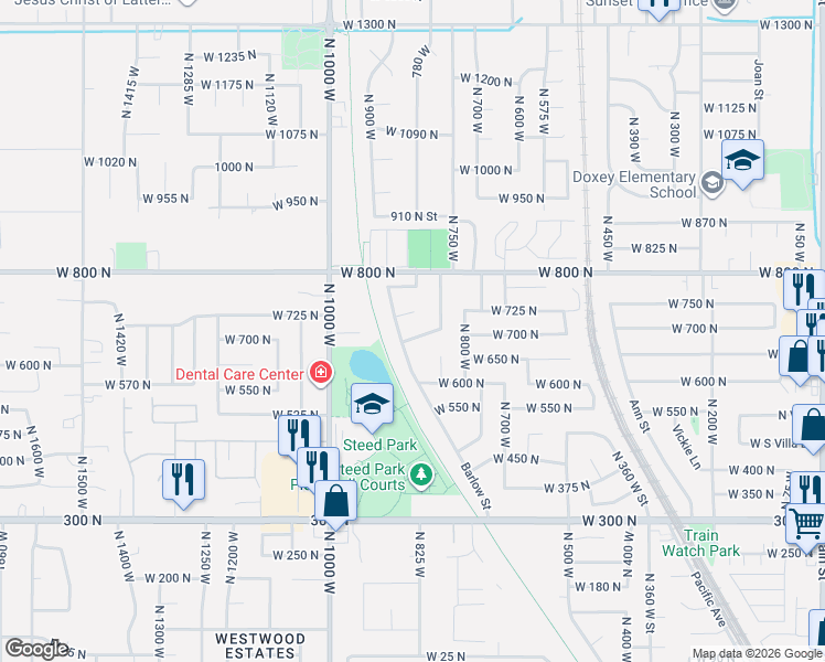 map of restaurants, bars, coffee shops, grocery stores, and more near 853 West 700 North in Clearfield