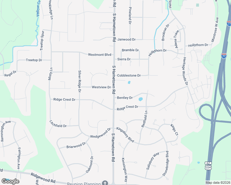 map of restaurants, bars, coffee shops, grocery stores, and more near 443 South Hametown Road in Copley