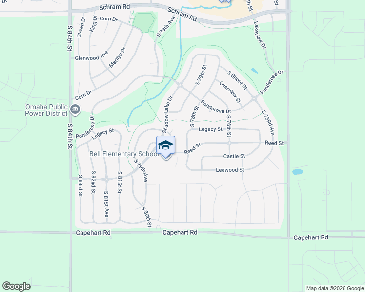 map of restaurants, bars, coffee shops, grocery stores, and more near 12380 South 78th Street in Papillion