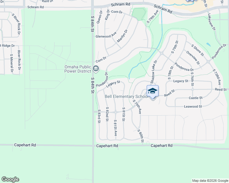 map of restaurants, bars, coffee shops, grocery stores, and more near 12402 South 81St Avenue in Papillion
